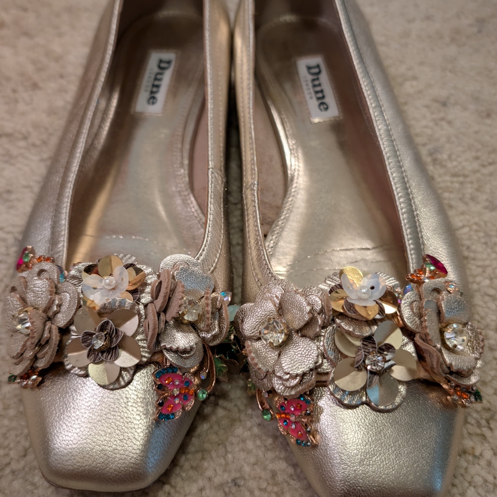 Dune London Floral Embellished Ballet Flats